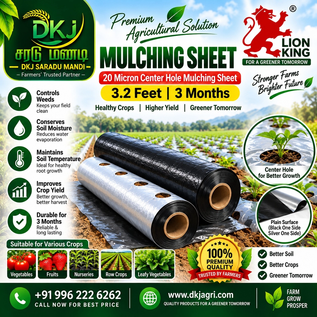 20 Micron Center Hole  Mulching Sheet – 3.2 Feet | 3 Months