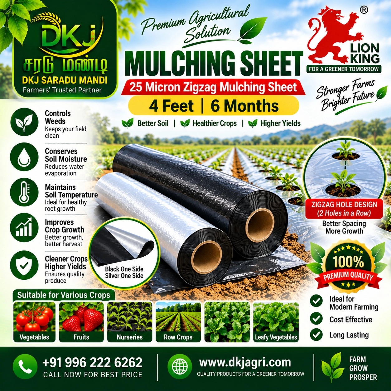 25 Micron Zigzag Mulching Sheet – 4 Feet | 6 Months