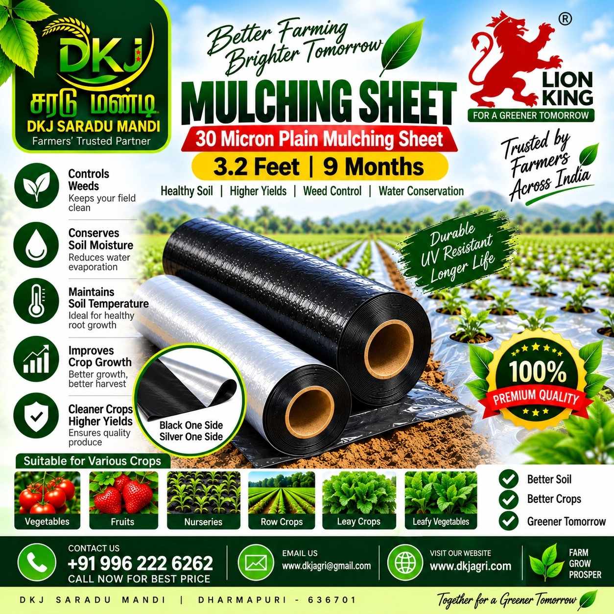 30 Micron Plain Mulching Sheet – 3.2 Feet | 9 Months