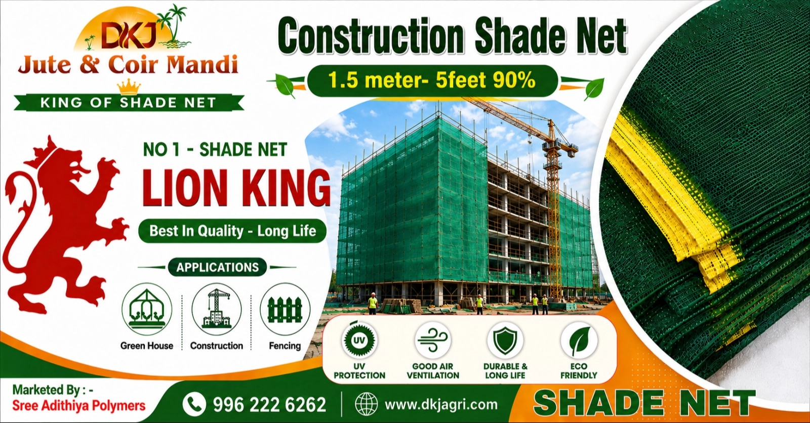 Agricultural Shade Net 1 meter- 3.2feet 50% - DKJ SARADU MANDI