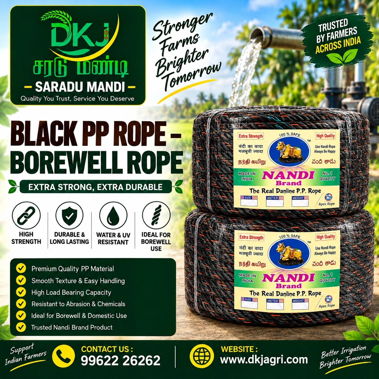 Black PP Rope – Borewell Rope - DKJ SARADU MANDI