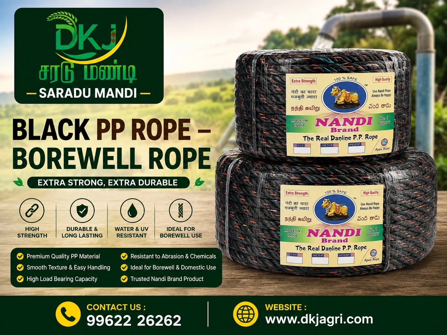 Black PP Rope – Borewell Rope