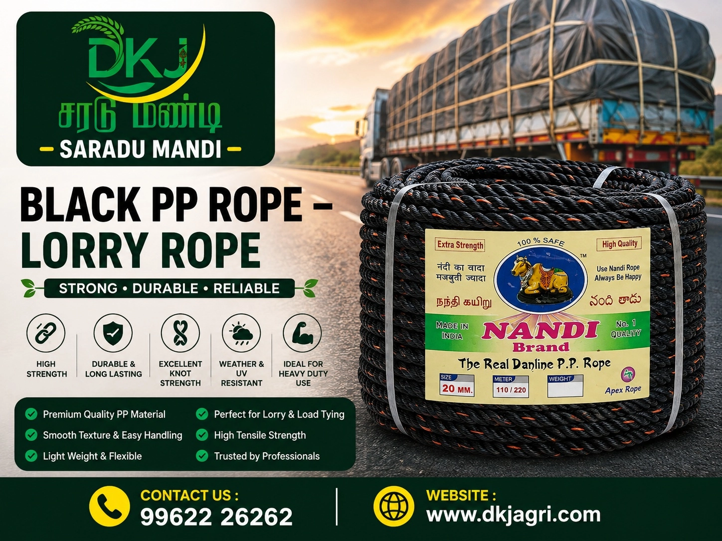 Black PP Rope – Lorry Rope