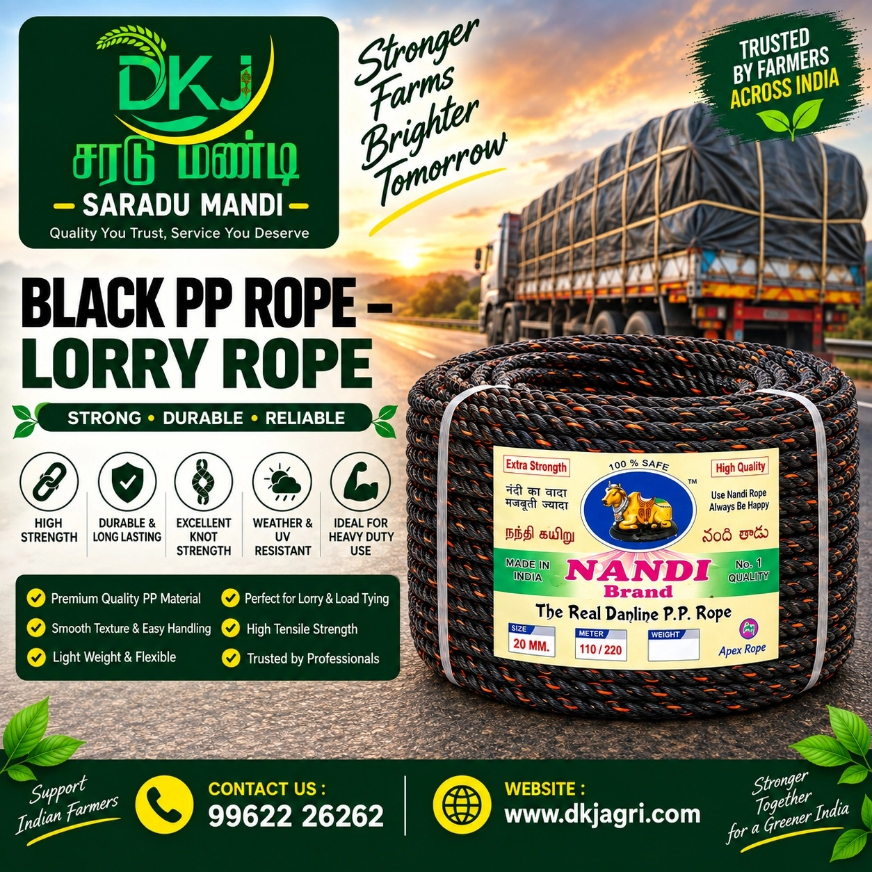 Black PP Rope – Lorry Rope